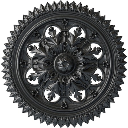 Ekena Millwork York Ceiling Medallion (Fits Canopies up to 3 5/8"), Hand-Painted Pewter, 21 5/8"OD x 2 1/2"P CM21YOPES